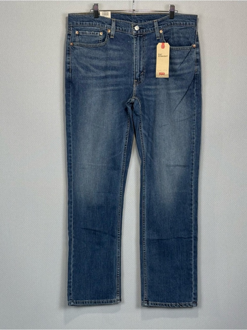 Levis Jeans Men 36x32 Blue 514 Straight Regular Fit Stretch Medium Wash Denim